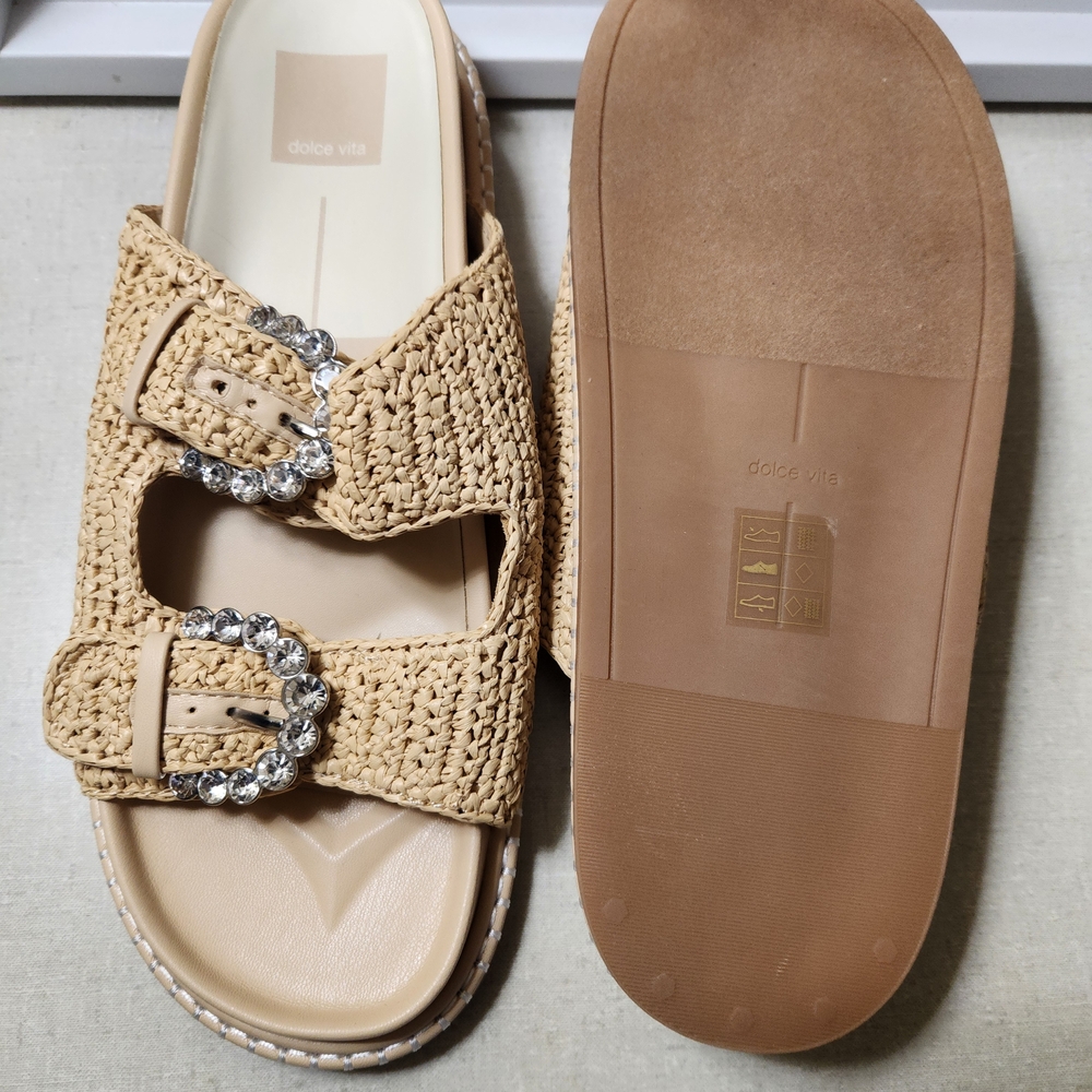 Dolce Vita Tan Woven Women's Comfy Slide Sandals, Size 9.5, NWOT - Picture 2 of 8